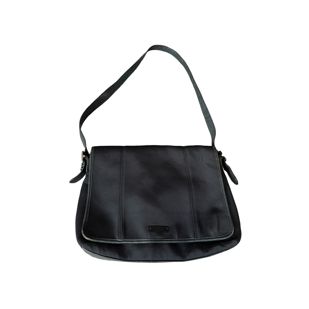 Vintage Coach Black Nylon Leather Trim Messenger Bag Flap Crossbody 6226